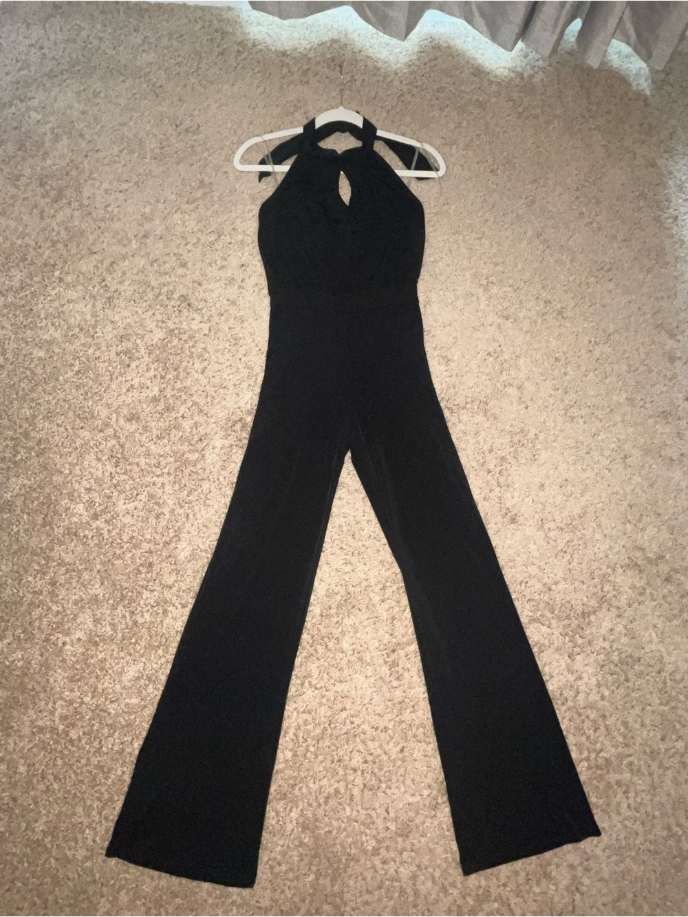 Black Halter-Keyhole Wide-Leg Jumpsuit